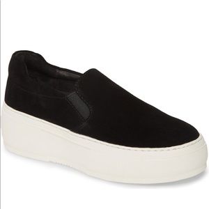 JSlides Cleo Platform Slip On Sneaker Black Suede